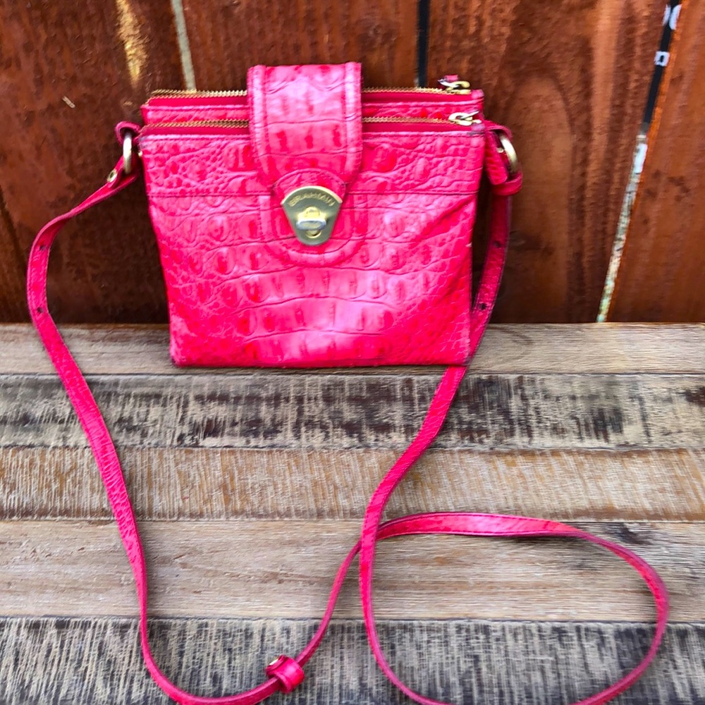 Brahmin pink leather crossbody